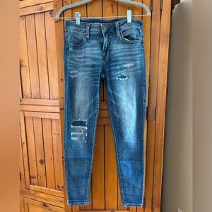 American Eagle Outfitters Blue Distressed Skinny Jeans
